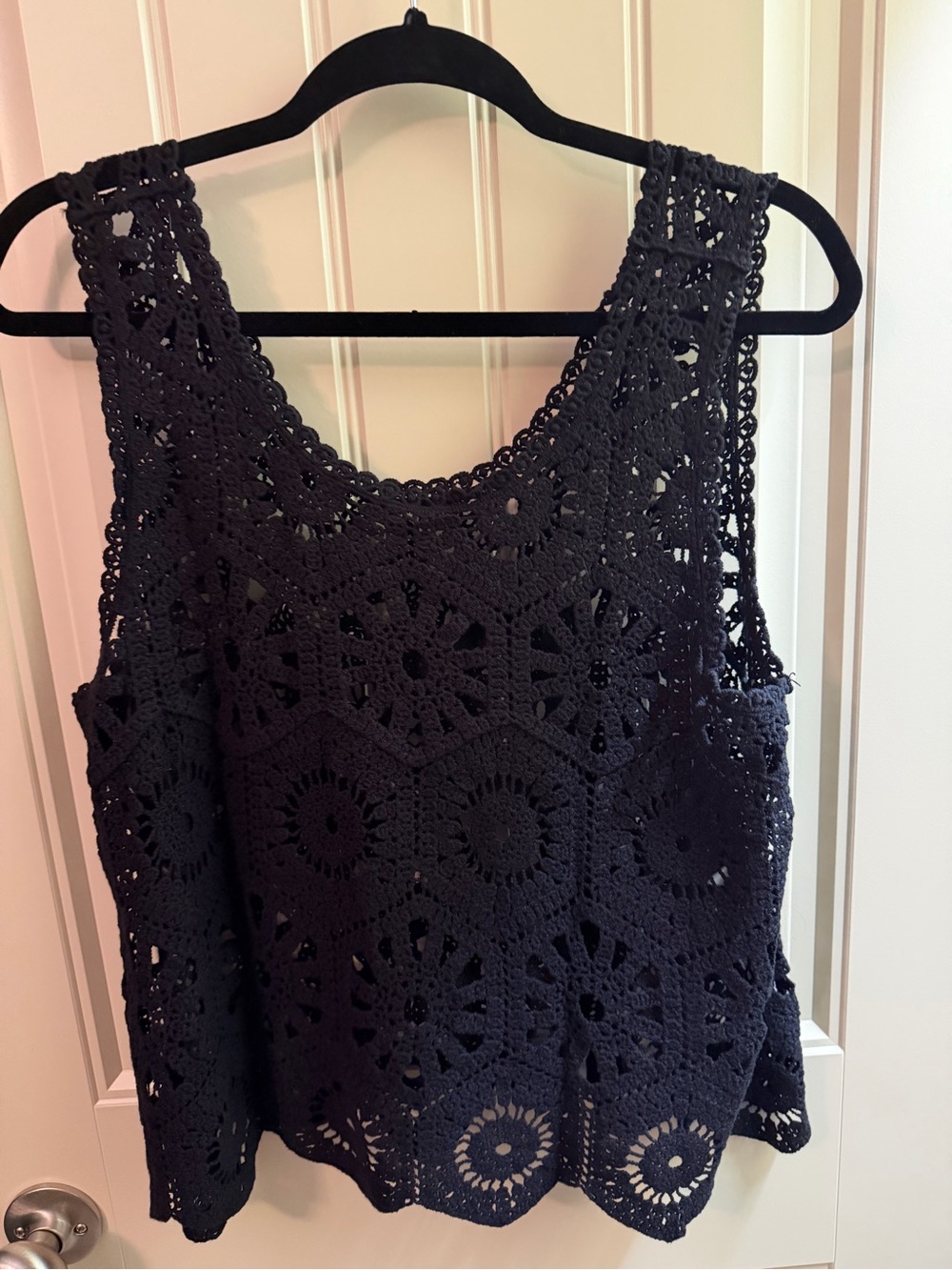 Crochet Lace Tank Top - Black